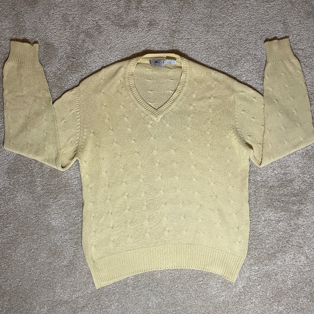 Men's L Vintage woven yellow Lacoste Sweater
